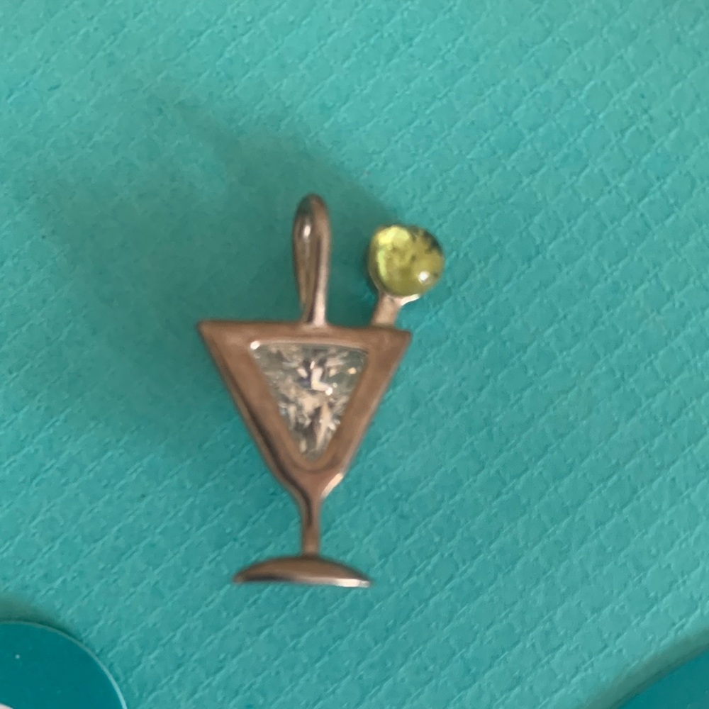 925 Silver and Green martini Cocktail Pendant charm